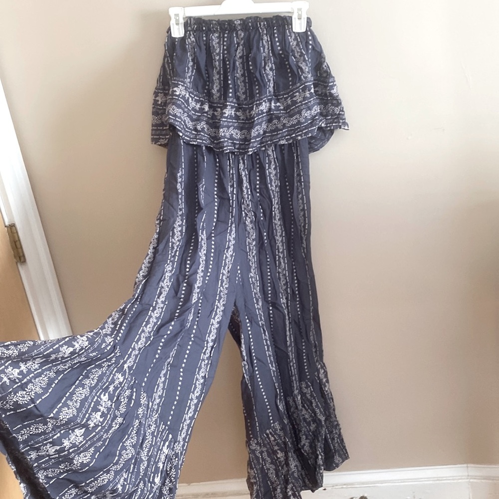 Blue and White Jumpsuit Playsuit